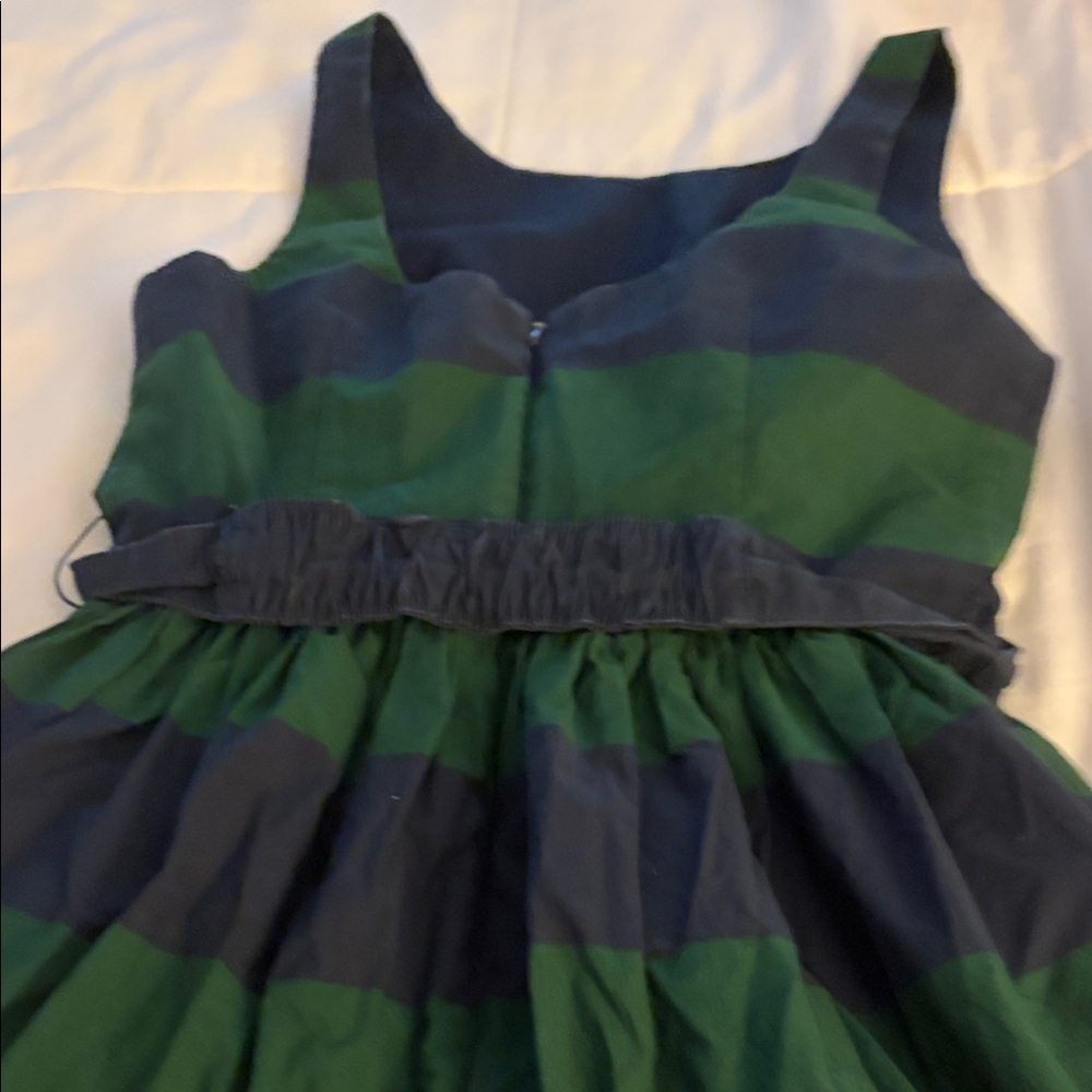 Abercrombie & Fitch Navy/Green Striped Girls Formal Dress With Waist Bow Size 10 - Picture 7 of 10